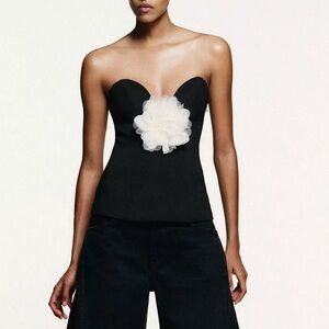 NWT Zara contrast floral bandeau top